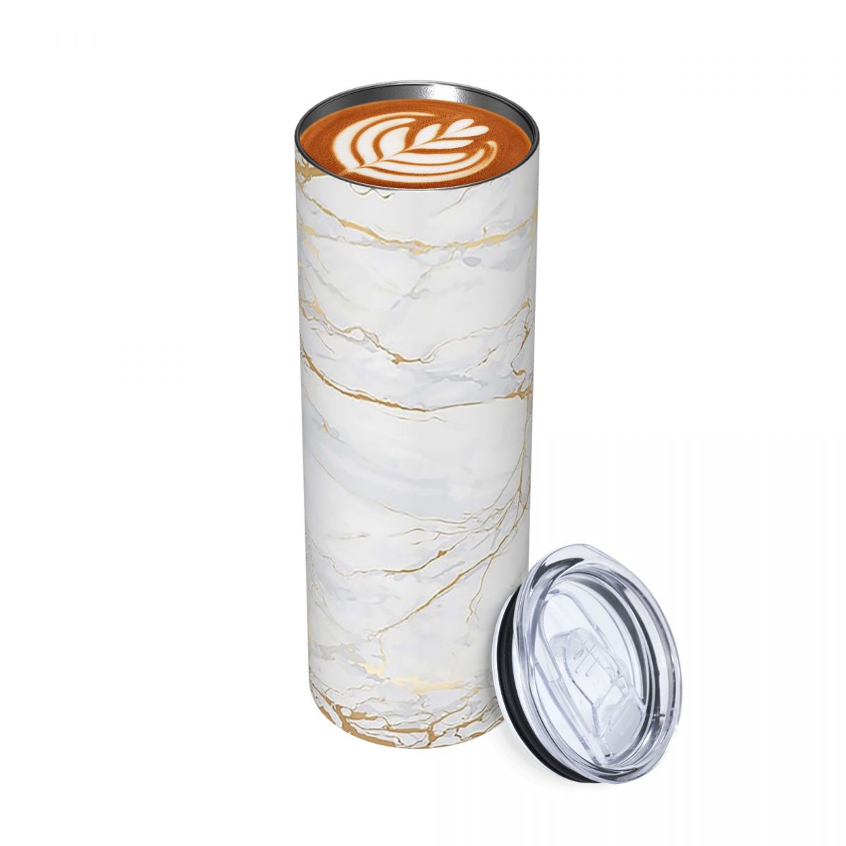 Tumbler 20Oz White - Бело-золотой мраморный термос из нержавеющей стали