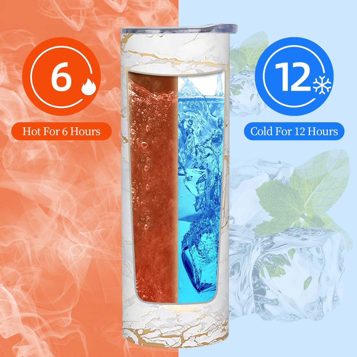 Бело-золотой мраморный термос  – обзор и цена Tumbler 20Oz White